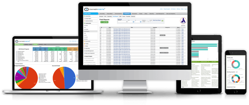 construction management software seen on multiple devices