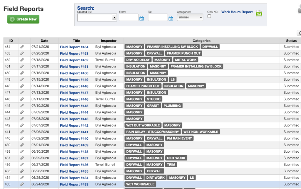 daily report log view